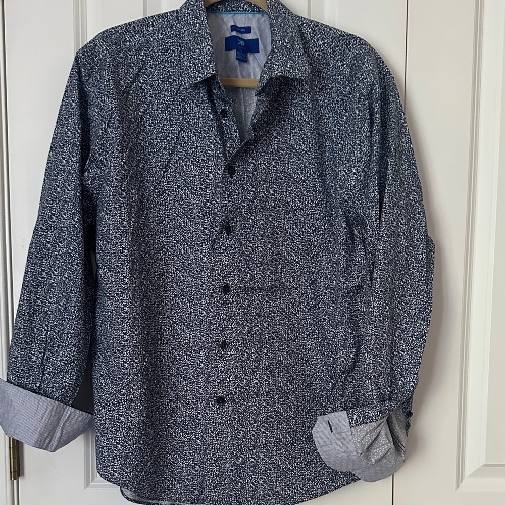 Egara Navy and White Non-Iron Shirt
